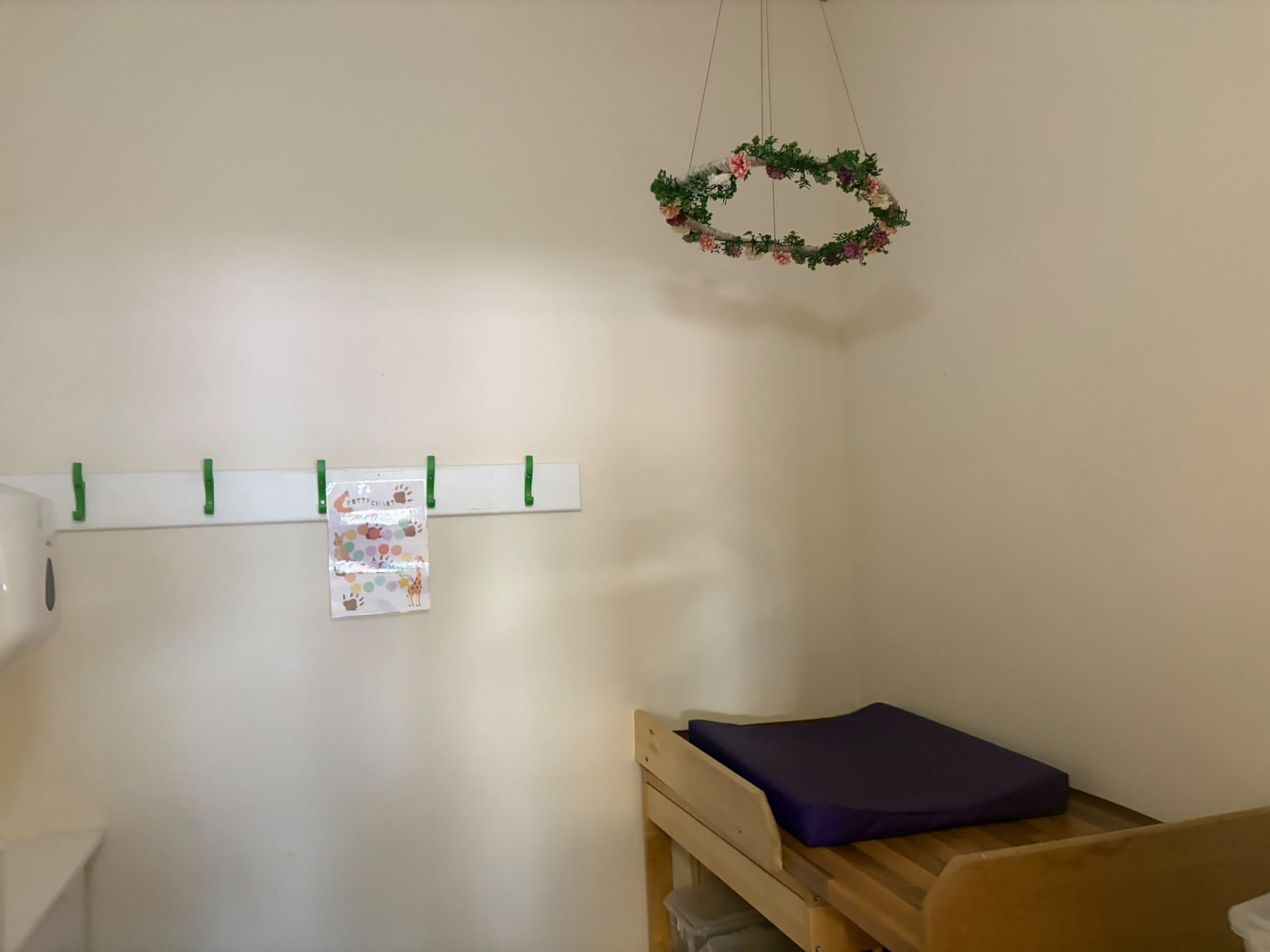 Clean, organised nappy changing area